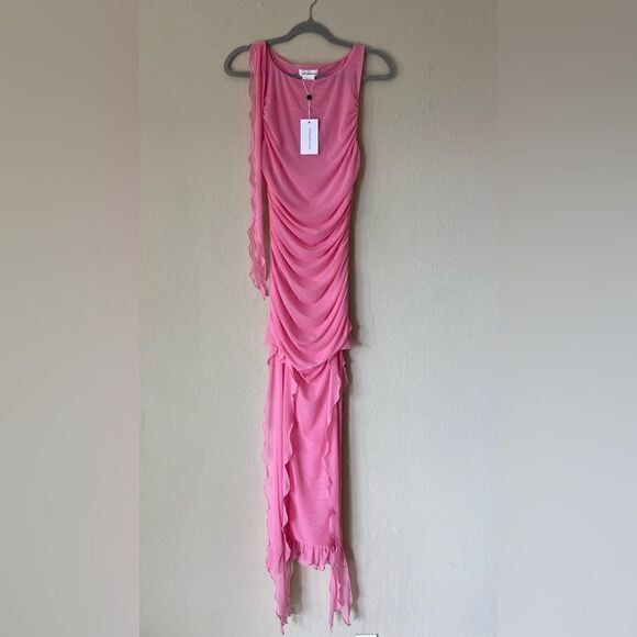 NWT Lovers and Friends Vanessa Midi Pink Dress Gown Sheer Size S - Picture 6 of 9